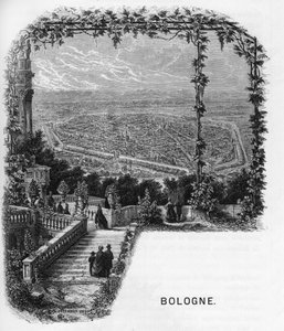 Widok miasta Bolonia (Bolonia), Włochy grawerowane z 1859 roku w „” galeriach Europa - Włochy „” autorstwa Armengaud. Prywatna kolekcja. autorstwa Anonymous Anonymous