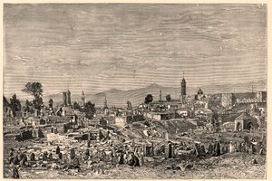 Widok miasta Erzurum (Erzurum) w Armenii (obecnie Turcja). Grawer w „Misjach katolickich w XIX wieku” Louis-Eugene (Louis Eugene) Louvet. prywatna kolekcja. autorstwa Anonymous Anonymous