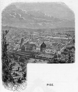 Widok na miasto Piza (Piza), Włochy. rycina z 1859 r. w „Galeriach Europy – Włochy” autorstwa Armengaud. Prywatna kolekcja. autorstwa Anonymous Anonymous