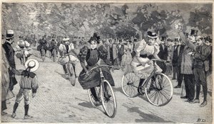 Wyścig kobiet welocypedystów w Bois de Boulogne pod Paryżem. Grawer w „Le Petit Parisien”” w dniu 25.06.2018. autorstwa Anonymous Anonymous