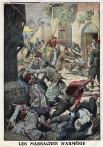 I wojna światowa, ludobójstwo Ormian, zniszczenie ludności ormiańskiej przez Turków osmańskich, ilustracja z francuskiej gazety Le Petite Journal, 12 grudnia autorstwa Anonymous Anonymous