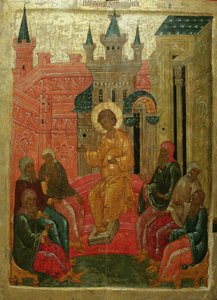 Prepolowanie Chrystusa wśród lekarzy, XV w. autorstwa Anonymous Russian icon painter