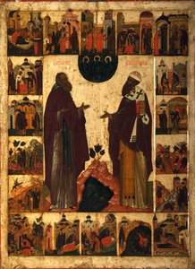 Św. Cyryl Jeziora Białego i Św. Cyryl Aleksandryjski, II poł. autorstwa Anonymous Russian icon painter