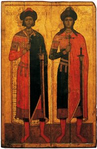 Święci Borys i Gleb, połowa XIV wieku. autorstwa Anonymous Russian icon painter