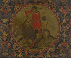 Samson walczący z lwem, początek XVIII wieku autorstwa Anonymous Russian icon painter
