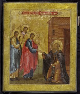 Objawienie Trójcy Świętej św. Aleksandrowi Świrskiemu, XIX w. autorstwa Anonymous Russian icon painter