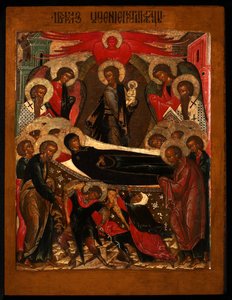 Zaśnięcie Dziewicy, 1640s autorstwa Anonymous Russian icon painter