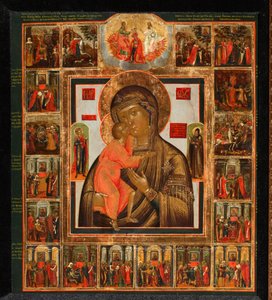 Matka Boża Fiodorowskaja z Cudami, połowa XIX wieku. autorstwa Anonymous Russian icon painter