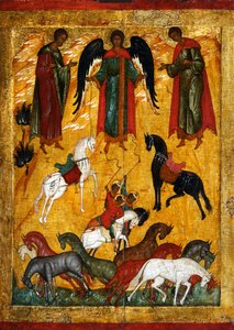 Cud Florusa i Laurusa, początek XVI wieku. autorstwa Anonymous Russian icon painter