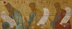 Prorocy Aaron, Gedeon i Ezechiel autorstwa Anonymous Russian icon painter