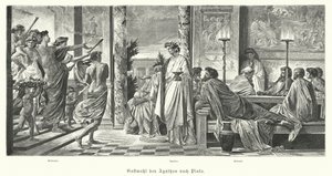 Bankiet Agathona i Platona, starożytna Grecja (rycina)