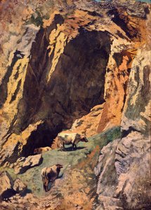 Szczelina skalna z krowami autorstwa Anselm Feuerbach