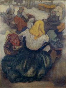 Koniec targu w Sulmona – targ spożywczy autorstwa Anselmo Bucci