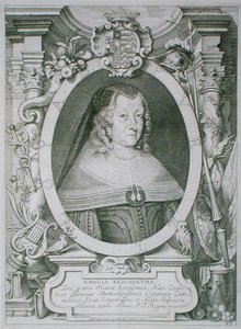 Amalie Elisabeth z Hanau-Muntzenberg (1602-51) z „Portraits des Hommes Illustres”, sztychowanej przez Petrusa de Iode, wydanej w 1706 r. (grafika)