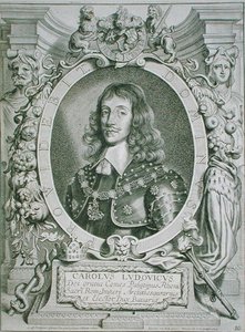 Charles Louis (1617-80) elektor Palatynu, z „Portraits des Hommes Illustres”, sztychowanej przez Petrusa de Iode, wydana w 1706 r. (rycina)