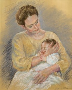 Vanessa Macdonald-Haig z wnukiem Tobym, 2000 (pastel)