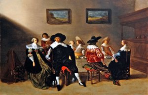 Śniadania weselne (olej na panelu) autorstwa Anthonie  Palamedesz