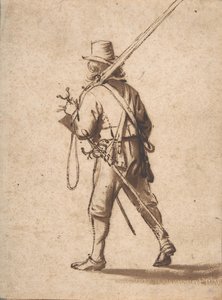 Pieszy muszkieter, widok z tyłu, XVII w. autorstwa Anthonie Palamedesz
