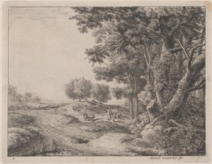 Chłop z łopatą, XVII w. autorstwa Anthonie Waterloo