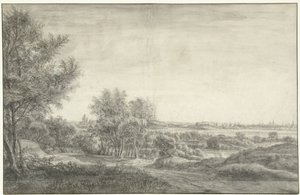 Widok z wydm Haarlem z ruinami Domu w Kleve autorstwa Anthonie Waterloo