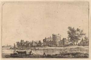 Dwie krowy na promie autorstwa Anthonie Waterloo