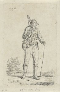 Rolnik z Ardenów z motyką Rolnik z Ardenów (tytuł na obiekcie) Rolnicy i kobiety rolnicy z Wielkiej Brytanii (tytuł serii) autorstwa Anthonie Willem Hendrik Nolthenius de Man