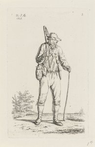 Rolnik z Ardenów z motyką Rolnicy i kobiety rolnicy z Wielkiej Brytanii (tytuł serii) autorstwa Anthonie Willem Hendrik Nolthenius de Man