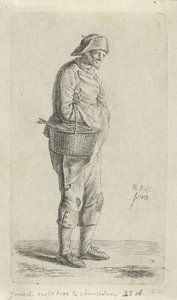 sprzedawca ryb Żydowski sprzedawca ryb w Amsterdamie (tytuł na obiekcie) 12 figurek do nauki (tytuł serii) autorstwa Anthonie Willem Hendrik Nolthenius de Man