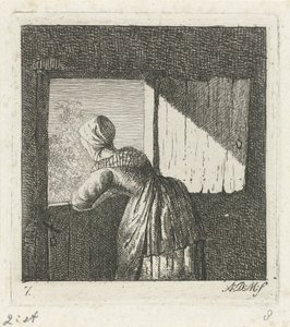 Kobieta oparta na dolnych drzwiach autorstwa Anthonie Willem Hendrik Nolthenius de Man