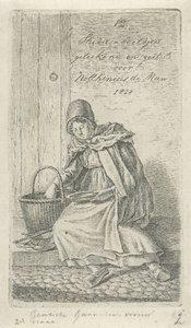 Siedząca kobieta z koszem i talerzem Gentsche Shrimp kobieta (tytuł na obiekcie) 12 figurek do nauki (tytuł serii) autorstwa Anthonie Willem Hendrik Nolthenius de Man