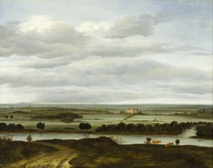 Panoramiczny krajobraz w pobliżu Rhenen z Huis ter Lede autorstwa Anthonie van Borssom