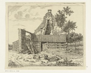 Przecinak trzciny do ruiny domu Snaatburg w Maarssen autorstwa Anthonie van den Bos