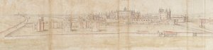 Pałac Hampton Court od strony północnej, ok. 1550-1560 autorstwa Anthonis van den Wyngaerde