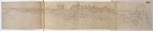 Pałac Hampton Court z rzeki, ok. 1544 (pióro i atrament na papierze) autorstwa Anthonis van den Wyngaerde