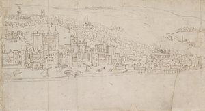 Panorama Londynu widziana z Southwark: The Tower, 1554