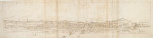Panoramiczny widok na Rzym z Monte Mario, Castel S. Angelo na pierwszym planie, ok. 1550