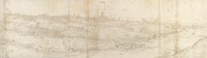 Panoramiczny widok Segowii od wschodu, ok. 1550-1560 autorstwa Anthonis van den Wyngaerde