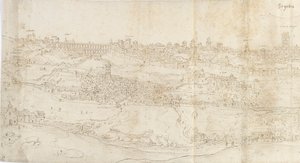 Panoramiczny widok Segowii od wschodu, c1560-1570 autorstwa Anthonis van den Wyngaerde