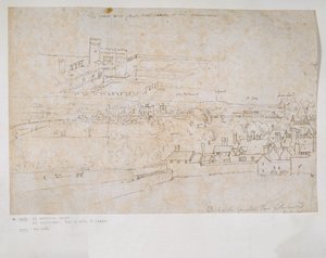 Arkusz badań pałaców Hampton Court i Richmond oraz okolic autorstwa Anthonis van den Wyngaerde