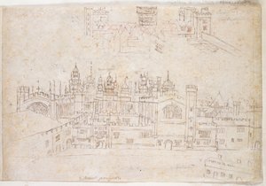Studia Pałacu Oatlands i Hampton Court, c.1544 (pióro i atrament na papierze) autorstwa Anthonis van den Wyngaerde