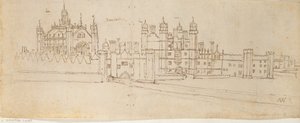 Kaplica i brama pałacu Hampton Court, ok. 1550-1560 autorstwa Anthonis van den Wyngaerde