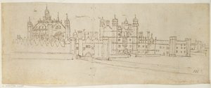 Kaplica i brama w Hampton Court, ok. 1544 (pióro i atrament na papierze) autorstwa Anthonis van den Wyngaerde