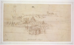 Schody Whitehall, ok.1544 (pióro i atrament na papierze) autorstwa Anthonis van den Wyngaerde