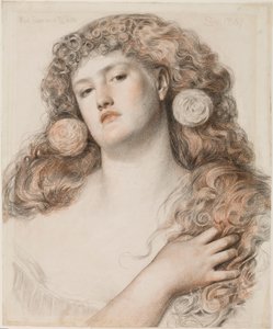 Czerwona róża i biel, 1867 (kreda na papierze) autorstwa Anthony Frederick Augustus Sandys
