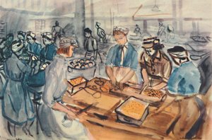 Krojenie i obieranie. ATS centrum kulinarne”, 1944. autorstwa Anthony Gross