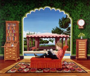 Boy Reading, 1983 (akryl na płycie) autorstwa Anthony Southcombe