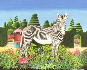 Zebra w ogrodzie, 1977 (akryl na płycie)