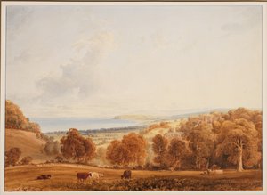 Daleki widok na Dunster, Somerset autorstwa Anthony Vandyke Copley Fielding