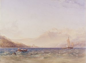 Głowa Loch Fyne, z zamkiem Dindarra, 1850 (wc, kolor nadwozia na papierze)