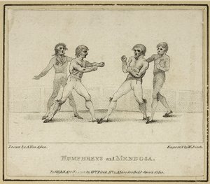Humphreys i Mendoza, rytowane przez Williama Bircha, wydane w 1792 r. (lito) autorstwa Anthony van (after) Assen